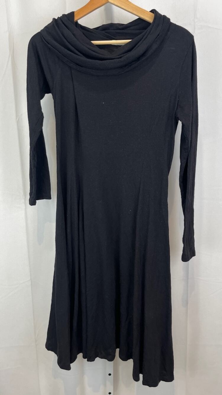 CHALET  Size XS Caroline Knit Dress Long Sleeve Cowl Neck A-Line Midi Black